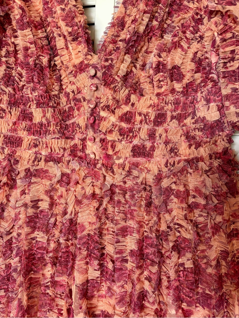 NWT Mac Duggal Floral Ruffle Mesh A8013 V Neck Maxi Size 6 - Picture 6 of 8